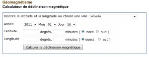 Calculateur déclinaison magnétique